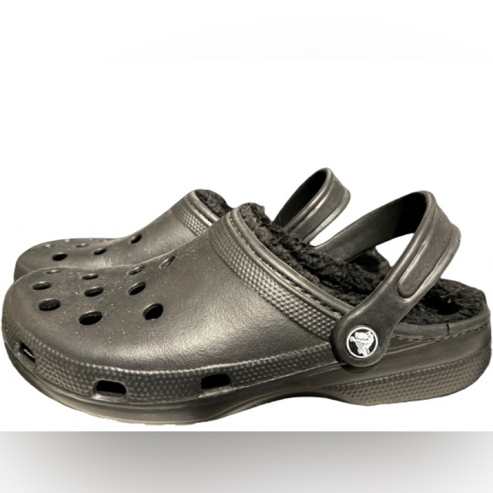 Black Classic Fur Lined Dual Comfort Crocs Men Size 9 Women Size 11 Clogs
